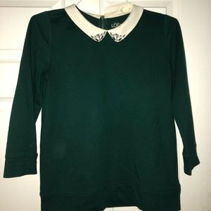 Ann Taylor Loft emerald sweatshirt with jewels